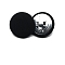 1-Hole Cloth Metal Buttons, Flat Round, Black, 20mm