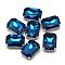 Sew on Rhinestone, Multi-strand Links, Glass Rhinestone, with Brass Prong Settings, Garments Accessoriess, Faceted, Octagon, Platinum, Teal, 18x13x7mm, Hole: 0.8~1mm