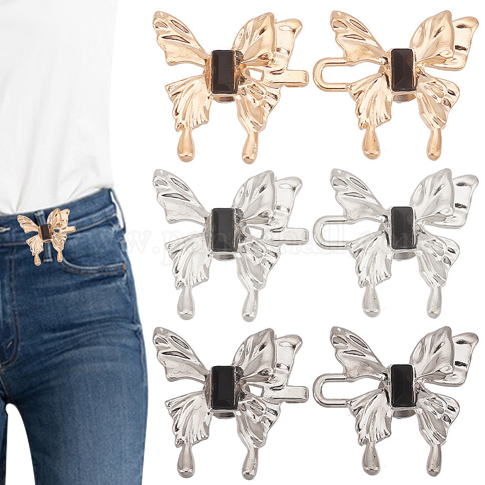 Wholesale 6Pcs 3 Colors Butterfly Alloy Adjustable Jean Button Pins ...