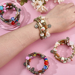 4Pcs 2 Colors Boho Multi-strand Irregular Synthetic Turquoise Beads Wrap Bracelet&nbsp;BJEW-PA0001-07