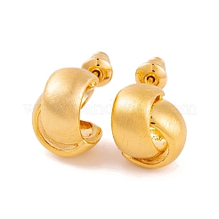 Cross Drawbench Brass Half Hoop Stud Earrings for Women&nbsp;LS-EJEW-G391-11G