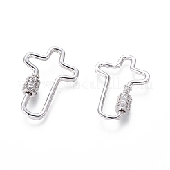Brass Micro Pave Cubic Zirconia Screw Carabiner Lock Charms&nbsp;ZIRC-I031-20P