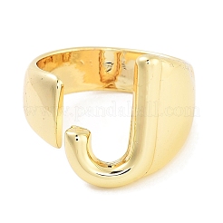 J-Shape Rack Plating Brass Open Cuff Rings for Women&nbsp;RJEW-Z059-01G