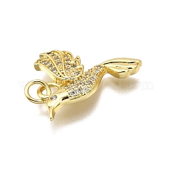 Rack Plating Brass Micro Pave Cubic Zirconia Pendants&nbsp;KK-D343-11G
