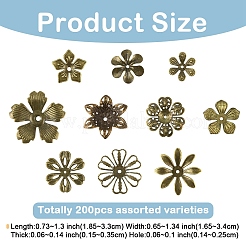 200Pcs 10 Styles Iron Bead Caps&nbsp;IFIN-YW0004-04