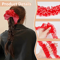 8 Yards Polyester Pleated Lace Ribbon&nbsp;OCOR-WH0078-323