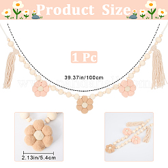 Wooden Banners with Flower Tassels Pendant Hanging Bunting&nbsp;FIND-WH20019-93A