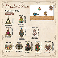 20Pcs 10 Style Tibetan Style Alloy Enamel Chandelier Components Links&nbsp;FIND-TA0001-83