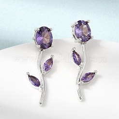 Brass Micro Pave Cubic Zirconia Stud Earrings&nbsp;KK-CBA8324-20P