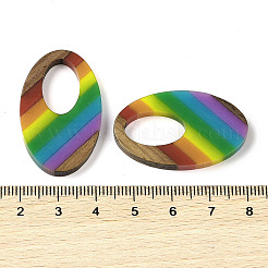 Pride Rainbow Theme Resin & Walnut Wood Pendants&nbsp;WOOD-K012-01