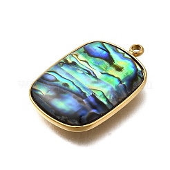 304 Stainless Steel Pave Natural Paua Shell Pendants&nbsp;STAS-Z125-01I-G