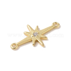 Rack Plating Brass Pave Clear Cubic Zirconia Connector Charms&nbsp;KK-Z047-09G-RS