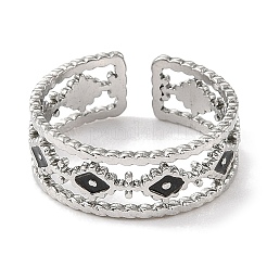 Rhombus 304 Stainless Steel Enamel Open Cuff Rings for Women&nbsp;RJEW-F166-26P-01