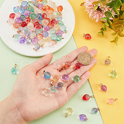 100Pcs 10 Style Two Tone Transparent Spray Painted Glass Pendants&nbsp;GLAA-PH0002-72