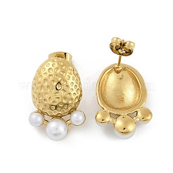 Ion Plating(IP) 304 Stainless Steel Oval Stud Earrings&nbsp;EJEW-A119-04G