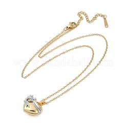 Brass Bowknot Heart Pendant Necklaces&nbsp;NJEW-K280-06G-01