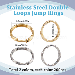 2 Colors 304 Stainless Steel Split Rings&nbsp;STAS-SC0009-25B