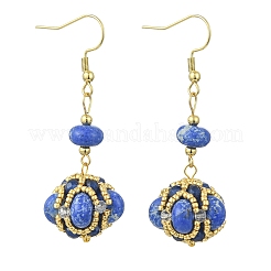 Glass Seed Bead and Synthetic Imperial Jasper Dangle Earrings&nbsp;EJEW-MZ00743