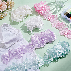 5 Yards 5 Colors Organza 3D Flower Lace Trim with Imitation Pearl&nbsp;OCOR-WR0001-65
