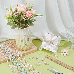 15 Yards 5 Styles Flower Polyester Embroidery Lace Ribbon&nbsp;OCOR-PH0008-03