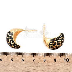 Brass Enamel Stud Earrings&nbsp;EJEW-P301-12G