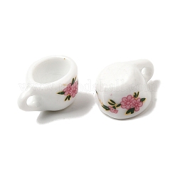 Floral Printed Porcelain 3D Cup Pendants&nbsp;PORC-P036-01B