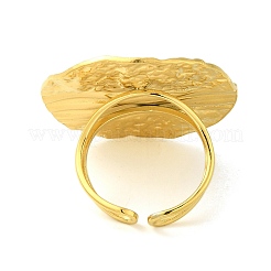 Ion Plating(IP) 304 Stainless Steel Textured Round Open Cuff Ring for Women&nbsp;RJEW-C083-18G