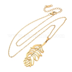 304 Stainless Steel Leaf Pendant Necklaces&nbsp;NJEW-H059-29A-G