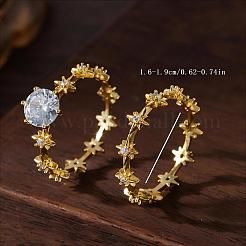 Brass Pave Cubic Zirconia Finger Rings&nbsp;KY9964-3