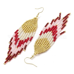Bohemian Style TOHO Round Seed Tassel Dangle Earrings&nbsp;EJEW-MZ00153