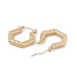 304 Stainless Steel Hexagon Hoop Earrings for Women Ion Plating(IP)&nbsp;EJEW-B018-09G