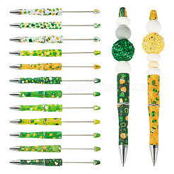 12Pcs 12 Styles Saint Patrick's Day Theme Plastic Beadable Pens&nbsp;AJEW-TA0002-11