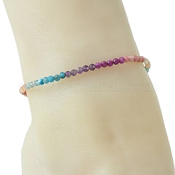 Natural Rhodonite & Amethyst & Apatite & Ruby & Sunstone Faceted Round Beaded Anklets for Women&nbsp;AJEW-AN00811