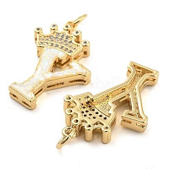Brass Micro Pave Clear Cubic Zirconia Pendants&nbsp;KK-G498-01Y-02