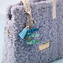 1Pc Resin Letter & Acrylic Butterfly Tassel Keychains&nbsp;KEYC-GF0001-19D