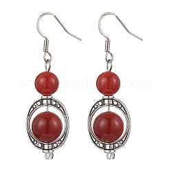 3Pair Natural Black Onyx & Natural Carnelian & Natural White Jade Dangle Earrings&nbsp;EJEW-JE06384