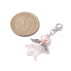 2Pcs 2 Colors Wedding Season Angel Glass Pearl & Acrylic Pendant Decorations&nbsp;HJEW-JM01920-1