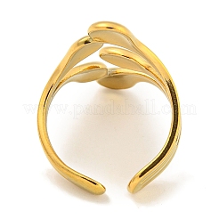 Ion Plating(IP) 304 Stainless Steel Teardrop Open Cuff Ring for Women&nbsp;RJEW-A043-14G