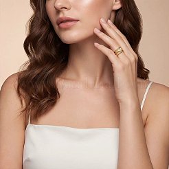 304 Stainless Steel Cubic Zirconia Cuff Open Rings for Women&nbsp;WG55D17-01