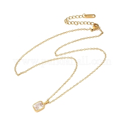 304 Stainless Steel Pave Clear Cubic Zirconia Geometric Pendant Necklaces for Women&nbsp;SA-CBA8C9C-11A-G