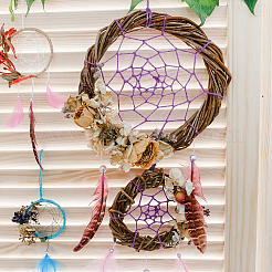 DIY Woven Net/Web with Feather Making Finding Kit&nbsp;DIY-DC0001-84