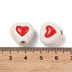 Heart Pattern Handmade Porcelain Enamel Beads&nbsp;PORC-G016-03N