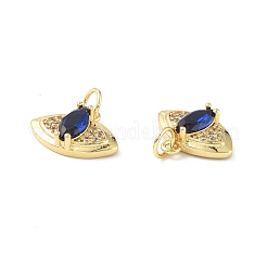 Brass Micro Pave Marine Blue Cubic Zirconia Charmss&nbsp;KK-E068-VF351