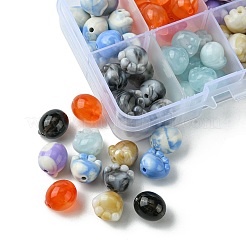 80Pcs 8 Colors Two Tone Transparent/Opaque Acrylic Beads&nbsp;TACR-FS0001-48