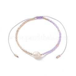 5Pcs 5 Colors Natural Pearl & Glass Seed Braided Bead Bracelets Set for Women&nbsp;BJEW-JB08888