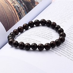 Unisex Natural Wood Beaded Stretch Bracelets&nbsp;BJEW-JB05463-02