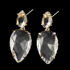 Glass Teardrop Dangle Stud Earrings&nbsp;EJEW-Q800-16B-KCG