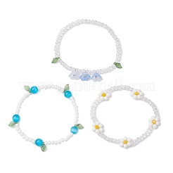 3Pcs 3 Colors Acrylic Charms Bracelets Sets for Women&nbsp;BJEW-TA00577-03