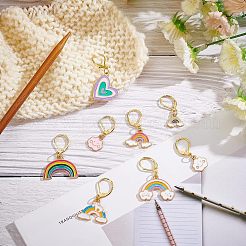 8Pcs 8 Style Rainbow & Cloud & Heart Enamel Dangle Leverback Earrings for Women&nbsp;HJEW-NB0001-35