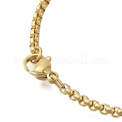 201 Stainless Steel Box Chain Saint Benedict Medal Rectangle Necklaces&nbsp;NJEW-S003-04G